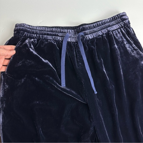 J Crew Velvet Pull On Pants Women’s size 14 Joggers Tapered Dark Blue - Picture 3 of 8
